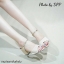 พร้อมส่ง : รองเท้าส้นตึกผ้าซาติน (สีครีม)