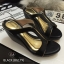 พร้อมส่ง : รองเท้าส้นเตารีด Golden Metalic Platform (สีดำ)
