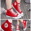 พร้อมส่ง : รองเท้าหุ้มข้อสไตล์คอนเวิร์สดาวแดง (สีขาว)