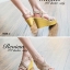พร้อมส่ง : รองเท้าส้นเตารีดหน้าสาน (สีครีม)