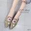 รองเท้าเปิดส้นแต่งลายดอกไม้ (สีดำ)