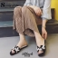 รองเท้าแตะ Hermes Leaf Leather Sandal (สีดำ)