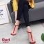 รองเท้าส้นแก้วทรง T-Strap (สีกากี)