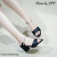 พร้อมส่ง : รองเท้าส้นตึกผ้าซาติน (สีดำ)