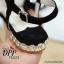 รองเท้ารัดส้น MIUMIU crystals sandals (สีดำ)