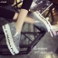 พร้อมส่ง : รองเท้าทรงรูเฟอร์หนังกลิตเตอร์ (สีม่วง)