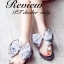 พร้อมส่ง : รองเท้าแตะโบว์ยักษ์ซีฟอง (สีเทา)