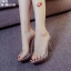 รองเท้าเท้าส้นสูงแต่งคาดใสนิ่ม (สีทอง)