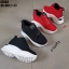 รองเท้าผ้าใบเสริมส้นผ้าทอทรงSport (สีดำ)