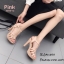 รองเท้าส้นสูงหน้าสาน T-Strap (สีชมพู)