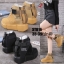 รองเท้าผ้าใบเสริมส้นหนังกลับแต่งซิปหลัง (สีดำ)