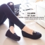 พร้อมส่ง : รองเท้าส้นขนมปังทรง Loafer สีดำ (รุ่นกำมะหยี่)