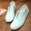 พร้อมส่ง : รองเท้าผ้าใบสีเรียบ (สีน้ำเงิน)