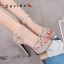 รองเท้าส้นสูงสายไขว้2ชั้น (สีทอง)