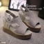 พร้อมส่ง : รองเท้าส้นเตารีดหนังสักหลาด (สีเทา)