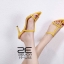 รองเท้าส้นเข็มหน้าสานT-Strap (สีดำ)