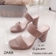 รองเท้าส้นตันเปิดส้น Style Zara (สีเทา)