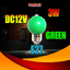 LED กลม 3W 12V แบบลูกปิงปอง ขั้ว E27 สำหรับไฟ DC Chip SMD สีเขียว