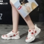 รองเท้าผ้าใบทรงSportแต่งลายสตรอเบอรี่ (สีครีม)