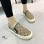 รองเท้าผ้าใบ Slip onแต่งลาย (สีชมพู)