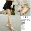 พร้อมส่ง : รองเท้าแตะรัดส้น Valentino pumps rainbow color t-strap rockstud (ลายทาง)