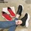 รองเท้าผ้าใบเสริมส้นผ้าทอทรงSport (สีดำ)