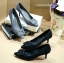 พร้อมส่ง : รองเท้าส้นสูงหนังกำมะหยี่ (สีเทา)