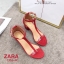 รองเท้าส้นตัน Style Zara T-Strap (สีแดง)