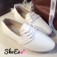 พร้อมส่ง : รองเท้าผ้าใบเกาหลีหนังนิ่มสีขาว