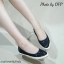 พร้อมส่ง : รองเท้าคัชชูผ้าลูกไม้ (สีดำ)