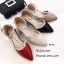 รองเท้าส้นแบนสไตล์ Valentino T-Strap (สีชมพู)