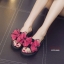 รองเท้าแตะแต่งโบว์ซีฟอง (สีน้ำเงิน)