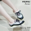 พร้อมส่ง : รองเท้าผ้าใบ MIUMIU Jeweled Satin Lace-Up Sneaker (สีชมพู)