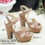 พร้อมส่ง : รองเท้าส้นสูงกำมะหยี่ (สีครีม)
