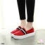พร้อมส่ง : รองเท้าผ้าใบทรงรูเฟอร์ (สีแดง)