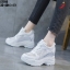 รองเท้าผ้าใบเสริมส้นสไตล์Sportแต่งสี (สีชมพู)