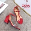 รองเท้าส้นตัน Style Zara T-Strap (สีแดง)