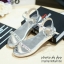 พร้อมส่ง : รองเท้าเสริมส้นประดับเพชร (เงิน)