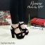 พร้อมส่ง : รองเท้าส้นสูงกำมะหยี่ (สีดำ)