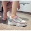 รองเท้าผ้าใบเสริมส้นทรง Sportแต่งลาย (สีชมพู)