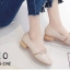 รองเท้าคัทชูส้นเตี้ยสไตล์แฟชั่นเกาหลี (สีครีม)