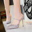 รองเท้าคัทชูเปิดส้นกลิตเตอร์ (สีดำ)