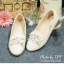 พร้อมส่ง : รองเท้าส้นแบนสไตล์ Moccasin (สีครีม)