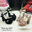 พร้อมส่ง : รองเท้าส้นสูงกำมะหยี่ (สีดำ)