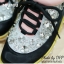 พร้อมส่ง : รองเท้าผ้าใบ MIUMIU Jeweled Satin Lace-Up Sneaker (สีชมพู)