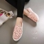 พร้อมส่ง : รองเท้าผ้าใบลูกไม้ทรงLoafer (สีชมพูโอลด์โรส)