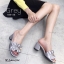 รองเท้าเปิดส้นซาติน (สีชมพู)