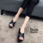 รองเท้าส้นเตารีด Criss Cross Wedge Style (สีดำ)
